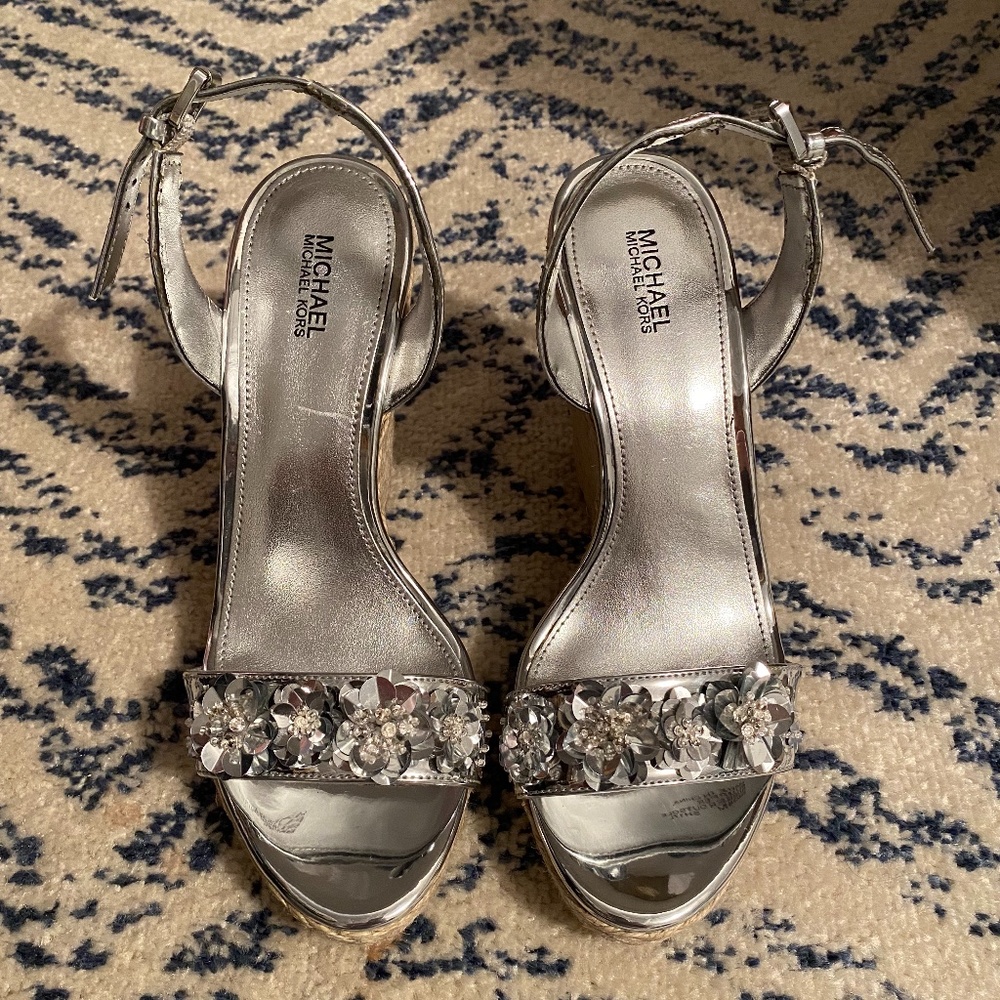 Brand New Silver/Metallic Michael Kors Wedges